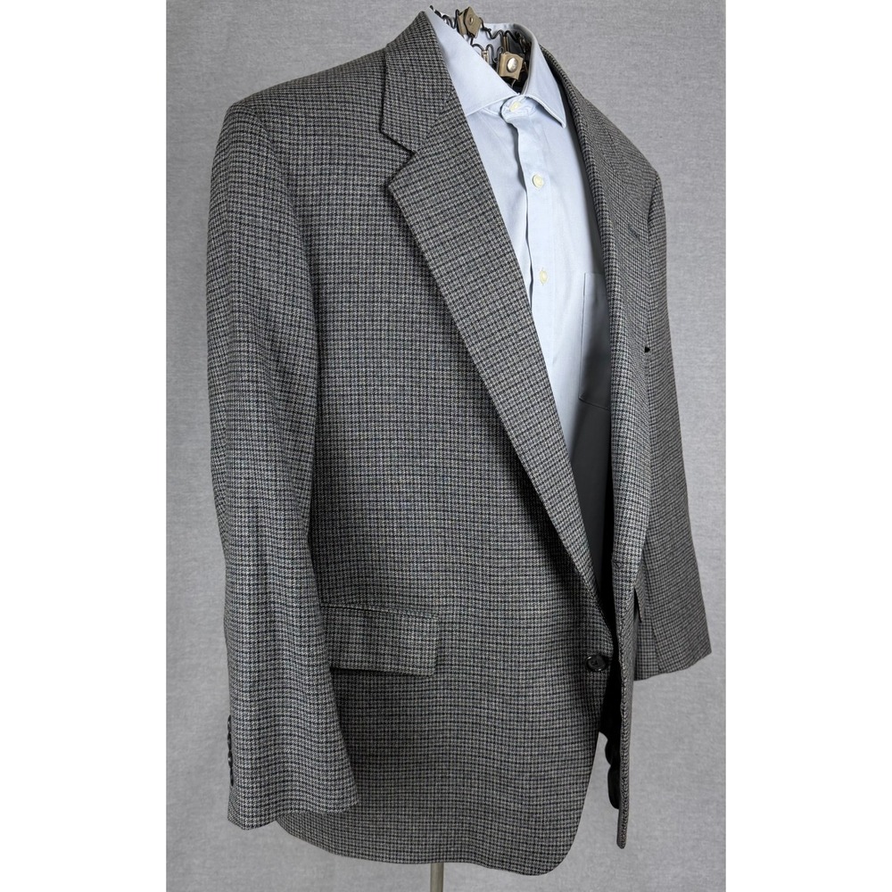 Palm Beach Mens Pure Wool Houndstooth Sport Coat Blazer Grey Black He Man 0030
